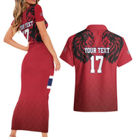 Custom Norway Football Couples Matching Short Sleeve Bodycon Dress and Hawaiian Shirt Lion Sporty Style