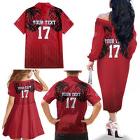 Custom Norway Football Family Matching Off The Shoulder Long Sleeve Dress and Hawaiian Shirt Lion Sporty Style