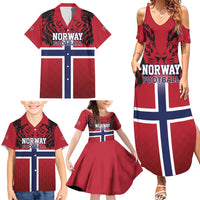 Custom Norway Football Family Matching Summer Maxi Dress and Hawaiian Shirt Lion Sporty Style