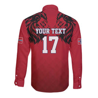 Custom Norway Football Long Sleeve Button Shirt Lion Sporty Style
