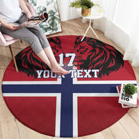 Custom Norway Football Round Carpet Lion Sporty Style