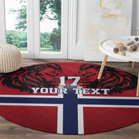Custom Norway Football Round Carpet Lion Sporty Style
