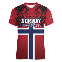 Custom Norway Football Women V-Neck T-Shirt Lion Sporty Style