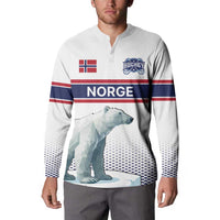 Norway Ice Hockey Custom Button Sweatshirt Norge Polar Bears White Style