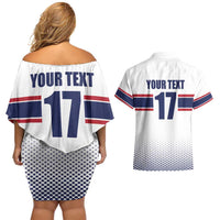 Norway Ice Hockey Custom Couples Matching Off Shoulder Short Dress and Hawaiian Shirt Norge Polar Bears White Style