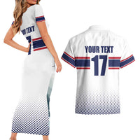 Norway Ice Hockey Custom Couples Matching Short Sleeve Bodycon Dress and Hawaiian Shirt Norge Polar Bears White Style