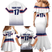Norway Ice Hockey Custom Family Matching Mermaid Dress and Hawaiian Shirt Norge Polar Bears White Style