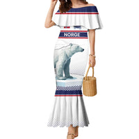 Norway Ice Hockey Custom Family Matching Mermaid Dress and Hawaiian Shirt Norge Polar Bears White Style