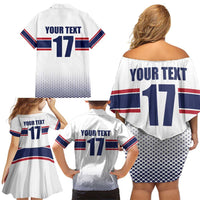 Norway Ice Hockey Custom Family Matching Off Shoulder Short Dress and Hawaiian Shirt Norge Polar Bears White Style