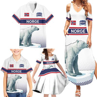 Norway Ice Hockey Custom Family Matching Summer Maxi Dress and Hawaiian Shirt Norge Polar Bears White Style
