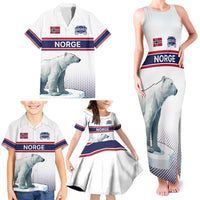 Norway Ice Hockey Custom Family Matching Tank Maxi Dress and Hawaiian Shirt Norge Polar Bears White Style