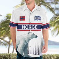 Norway Ice Hockey Custom Hawaiian Shirt Norge Polar Bears White Style