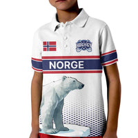 Norway Ice Hockey Custom Kid Polo Shirt Norge Polar Bears White Style