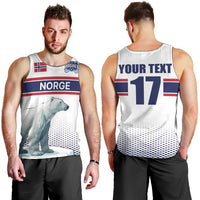 Norway Ice Hockey Custom Men Tank Top Norge Polar Bears White Style