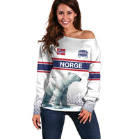 Norway Ice Hockey Custom Off Shoulder Sweater Norge Polar Bears White Style