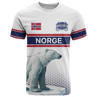 Norway Ice Hockey Custom T Shirt Norge Polar Bears White Style