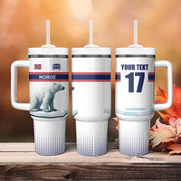 Norway Ice Hockey Custom Tumbler With Handle Norge Polar Bears White Style