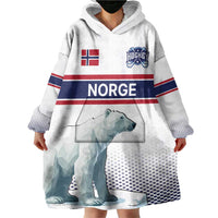 Norway Ice Hockey Custom Wearable Blanket Hoodie Norge Polar Bears White Style
