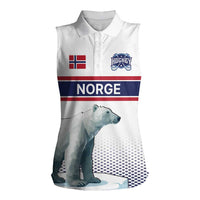 Norway Ice Hockey Custom Women Sleeveless Polo Shirt Norge Polar Bears White Style