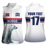 Norway Ice Hockey Custom Women Sleeveless Polo Shirt Norge Polar Bears White Style