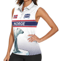 Norway Ice Hockey Custom Women Sleeveless Polo Shirt Norge Polar Bears White Style