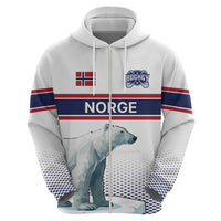 Norway Ice Hockey Custom Zip Hoodie Norge Polar Bears White Style