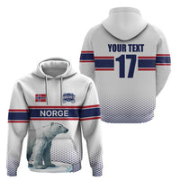 Norway Ice Hockey Custom Zip Hoodie Norge Polar Bears White Style