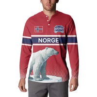 Norway Ice Hockey Custom Button Sweatshirt Norge Polar Bears Red Style