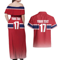 Norway Ice Hockey Custom Couples Matching Off Shoulder Maxi Dress and Hawaiian Shirt Norge Polar Bears Red Style