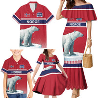 Norway Ice Hockey Custom Family Matching Mermaid Dress and Hawaiian Shirt Norge Polar Bears Red Style