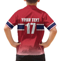 Norway Ice Hockey Custom Family Matching Off Shoulder Short Dress and Hawaiian Shirt Norge Polar Bears Red Style