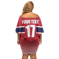 Norway Ice Hockey Custom Family Matching Off Shoulder Short Dress and Hawaiian Shirt Norge Polar Bears Red Style