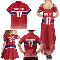 Norway Ice Hockey Custom Family Matching Summer Maxi Dress and Hawaiian Shirt Norge Polar Bears Red Style