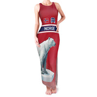 Norway Ice Hockey Custom Family Matching Tank Maxi Dress and Hawaiian Shirt Norge Polar Bears Red Style