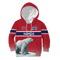 Norway Ice Hockey Custom Kid Hoodie Norge Polar Bears Red Style
