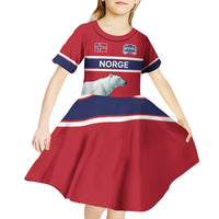 Norway Ice Hockey Custom Kid Short Sleeve Dress Norge Polar Bears Red Style