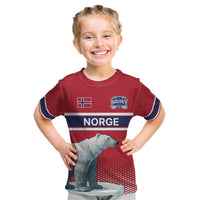 Norway Ice Hockey Custom Kid T Shirt Norge Polar Bears Red Style