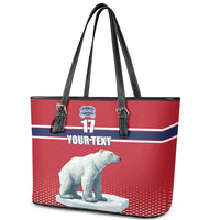 Norway Ice Hockey Custom Leather Tote Bag Norge Polar Bears Red Style