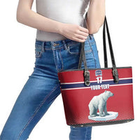 Norway Ice Hockey Custom Leather Tote Bag Norge Polar Bears Red Style
