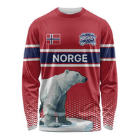 Norway Ice Hockey Custom Long Sleeve Shirt Norge Polar Bears Red Style