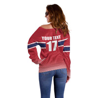 Norway Ice Hockey Custom Off Shoulder Sweater Norge Polar Bears Red Style