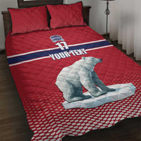 Norway Ice Hockey Custom Quilt Bed Set Norge Polar Bears Red Style
