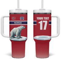 Norway Ice Hockey Custom Tumbler With Handle Norge Polar Bears Red Style