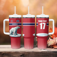 Norway Ice Hockey Custom Tumbler With Handle Norge Polar Bears Red Style