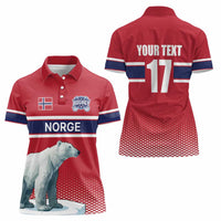 Norway Ice Hockey Custom Women Polo Shirt Norge Polar Bears Red Style
