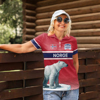 Norway Ice Hockey Custom Women Polo Shirt Norge Polar Bears Red Style