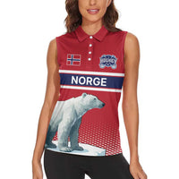 Norway Ice Hockey Custom Women Sleeveless Polo Shirt Norge Polar Bears Red Style