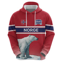 Norway Ice Hockey Custom Zip Hoodie Norge Polar Bears Red Style