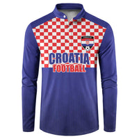 Custom Croatia Football Button Sweatshirt Sporty Style