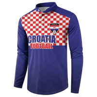 Custom Croatia Football Button Sweatshirt Sporty Style